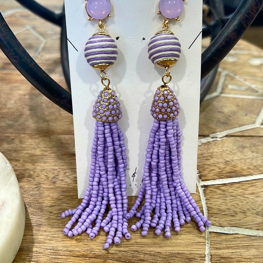 Purple boho tassel earrings